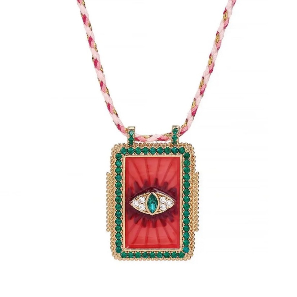 Fuchsia/Pink Bohemian Eye Necklace